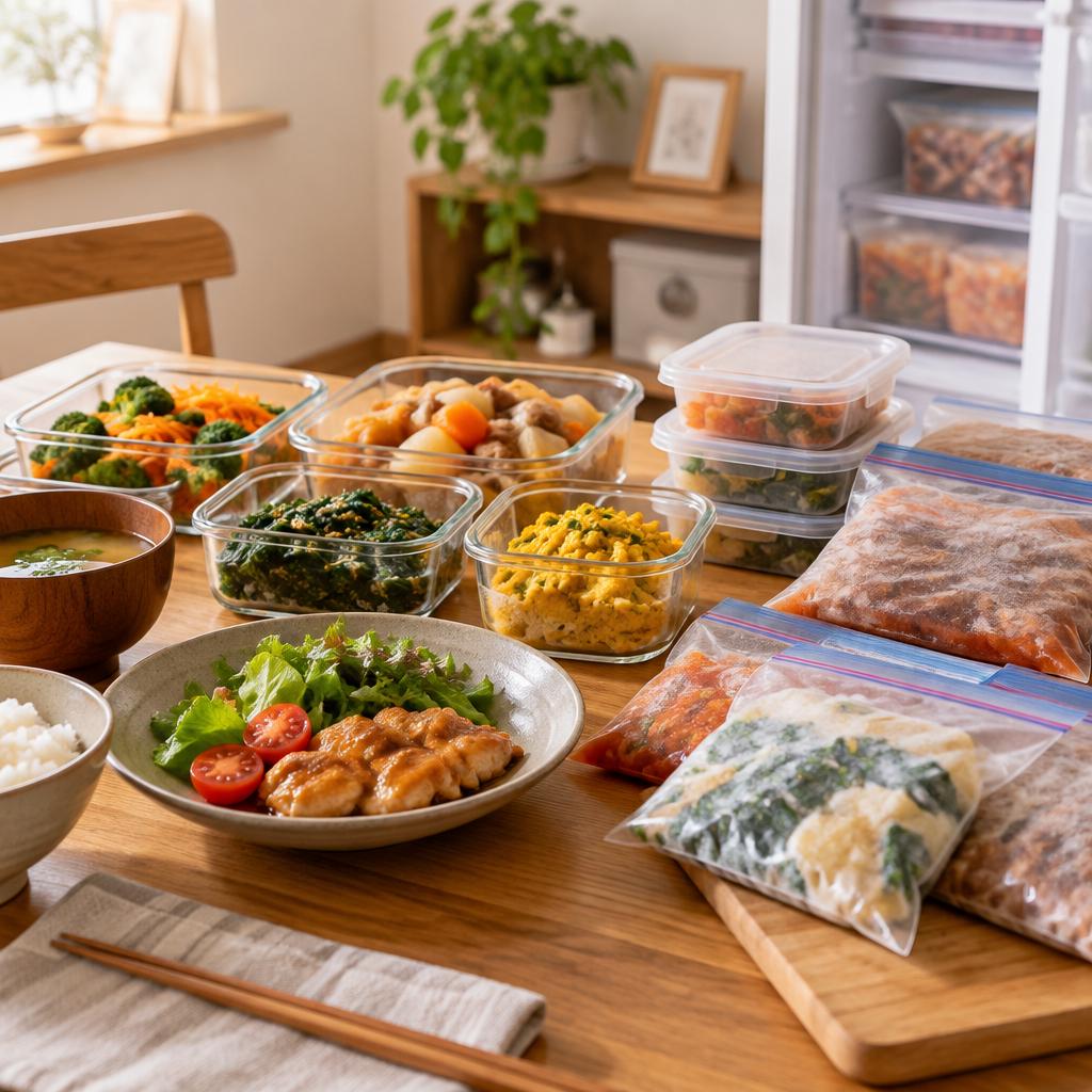 一人暮らしの食卓に、手作りの安心を。作り置きと冷凍で、毎日の料理をもっと気軽に。