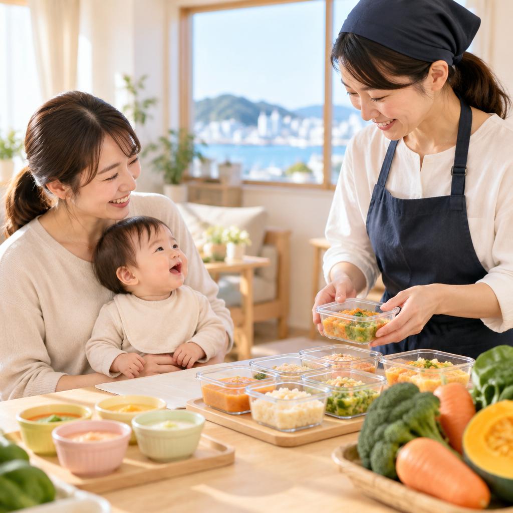忙しいママの「今日どうしよう」を、栄養満点の手作り離乳食で安心に。横須賀・横浜のご自宅へ伺い、ご家庭に合わせた料理代行をお届けします。
