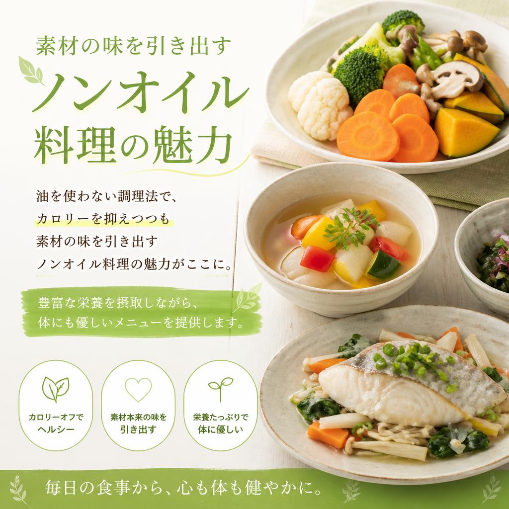 2. ノンオイルで健康的な料理