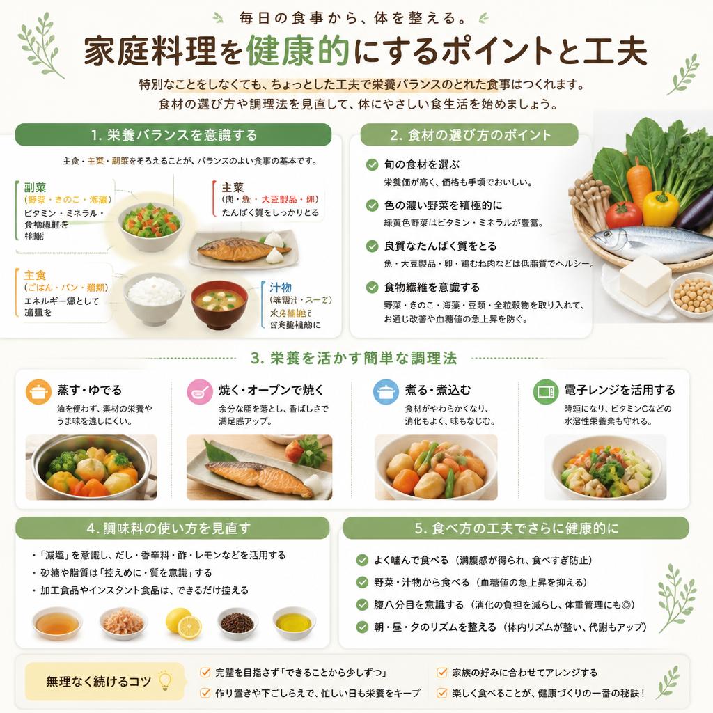 健康的な家庭料理のコツ