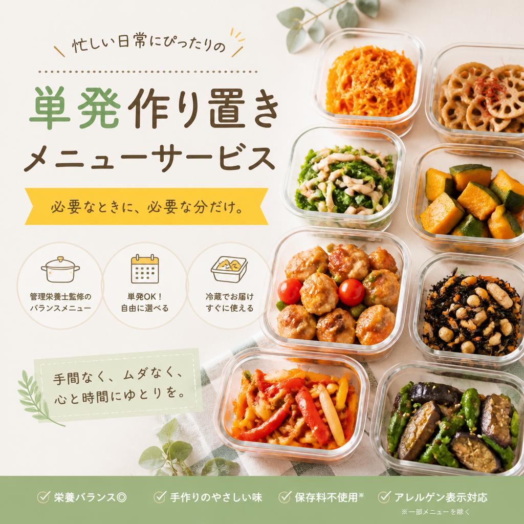 忙しい日常にぴったりの単発作り置きメニューサービス