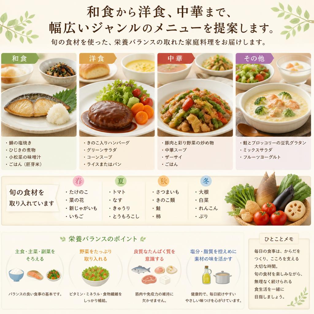 家庭の味を大切にしたメニュー提案