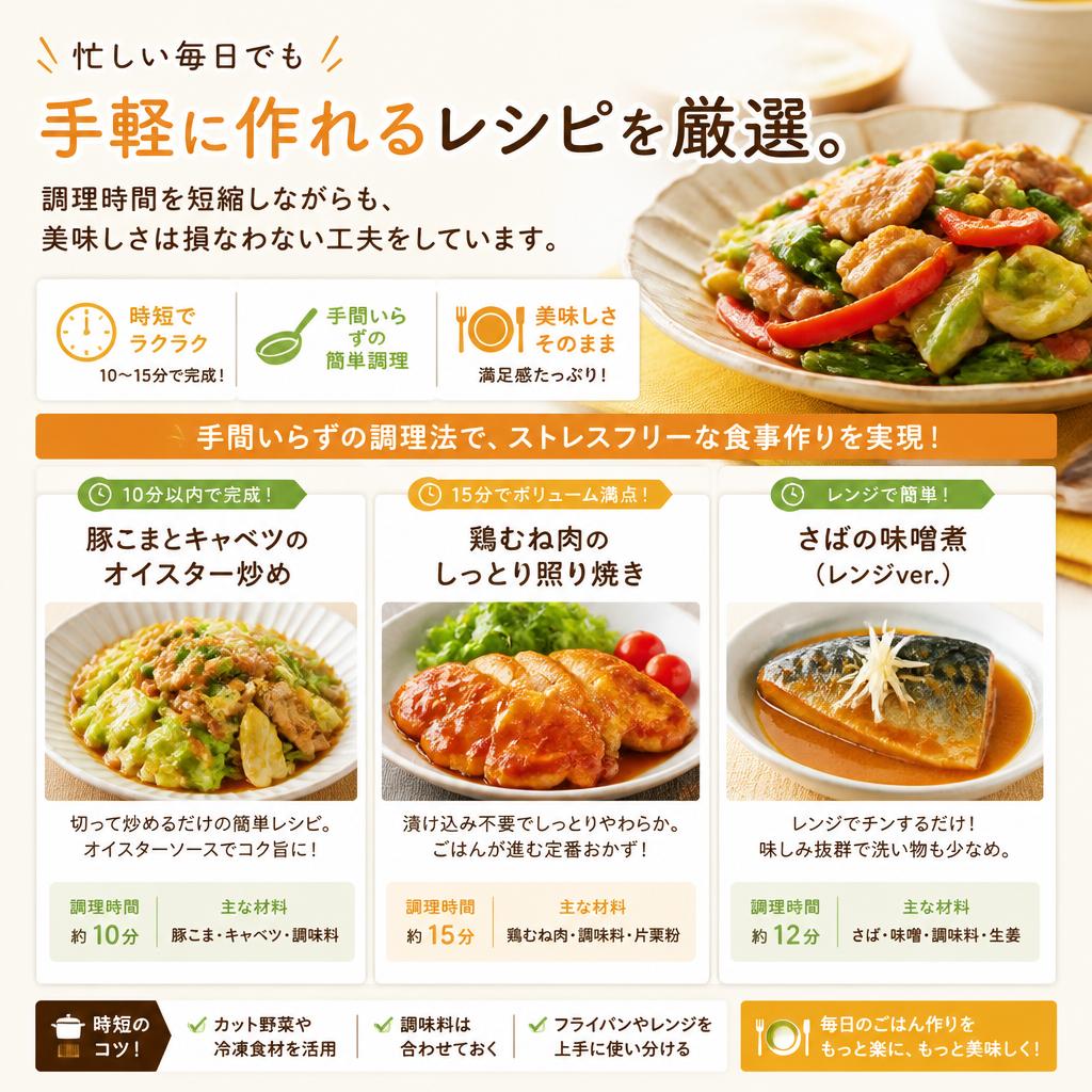 簡単調理で時間を節約！