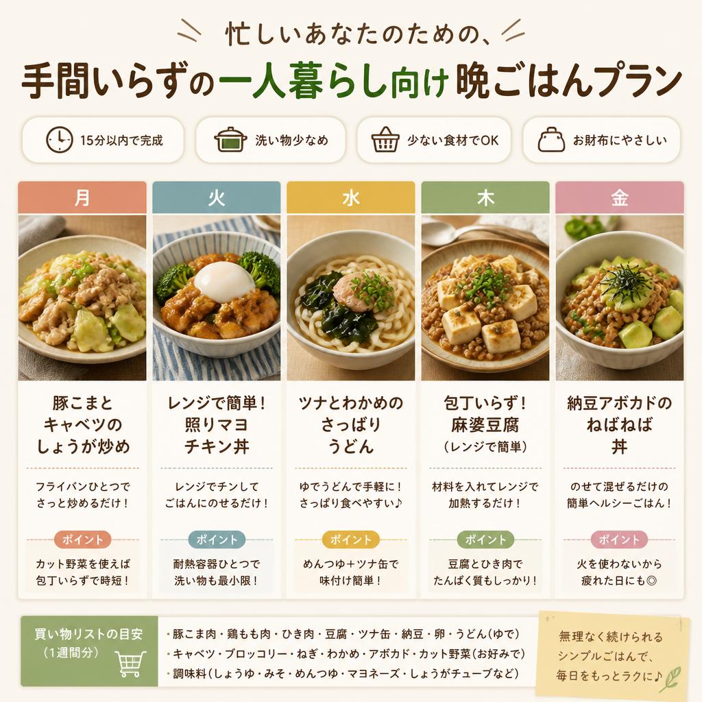 忙しいあなたのための、手間いらずの一人暮らし向け晩ごはんプラン