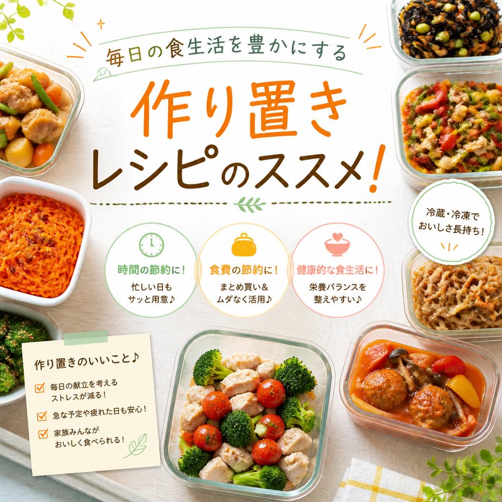 毎日の食生活を豊かにする、作り置きレシピのススメ！