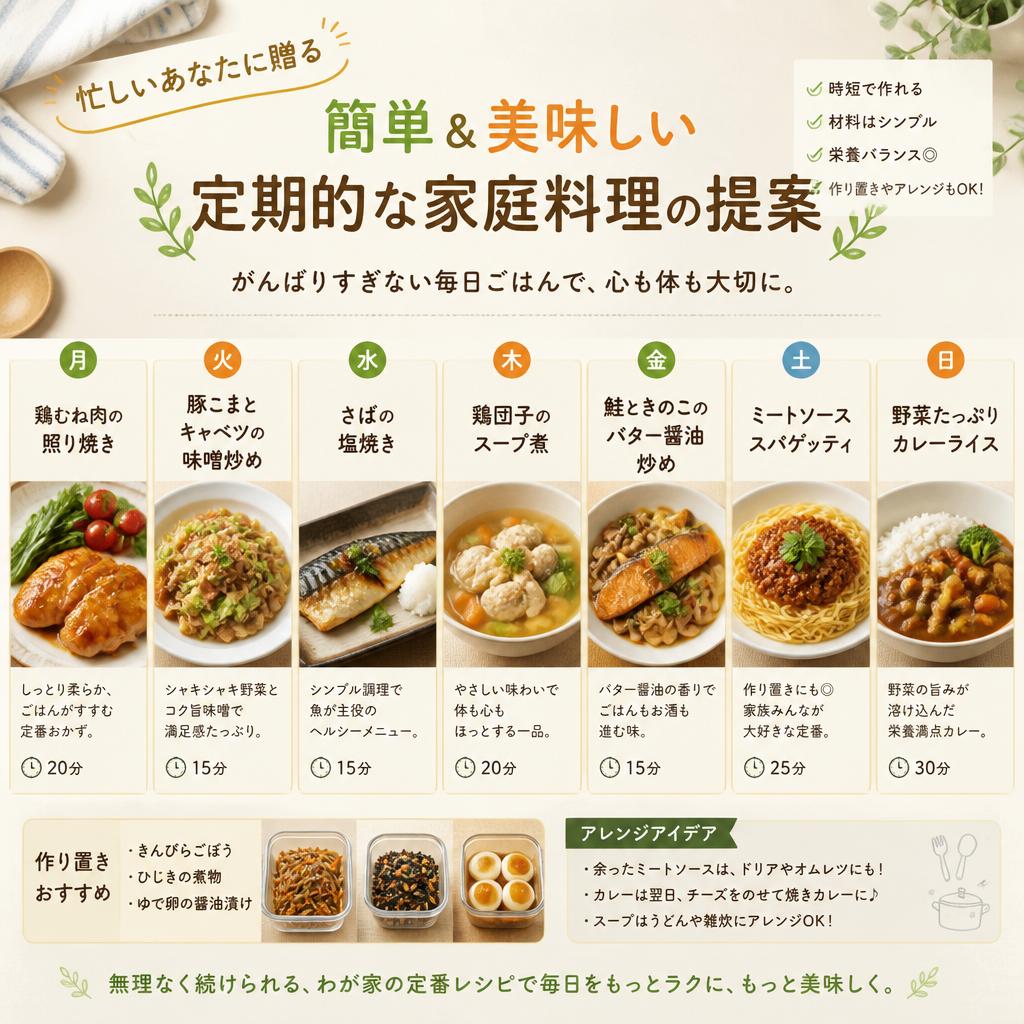 忙しいあなたに贈る、簡単＆美味しい定期的な家庭料理の提案