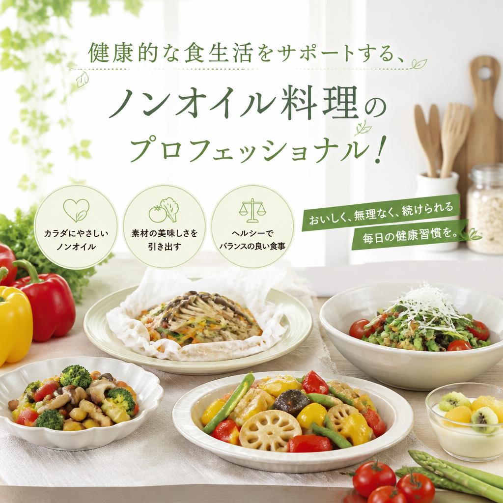 健康的な食生活をサポートする、ノンオイル料理のプロフェッショナル！