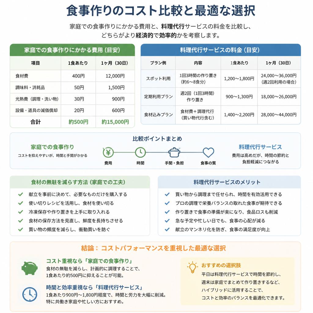 2. 家庭料理 vs 料理代行：金額比較
