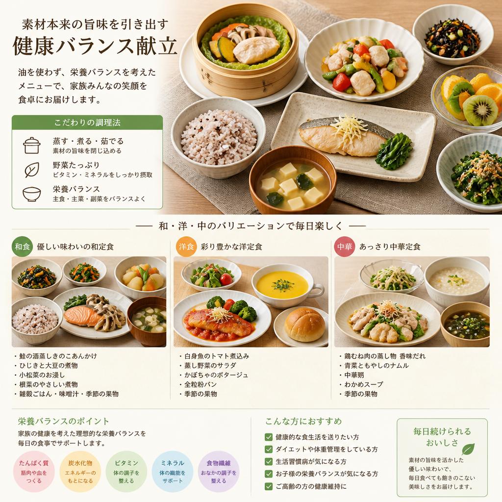 ノンオイルだからこそ美味しい、健康的な家庭料理