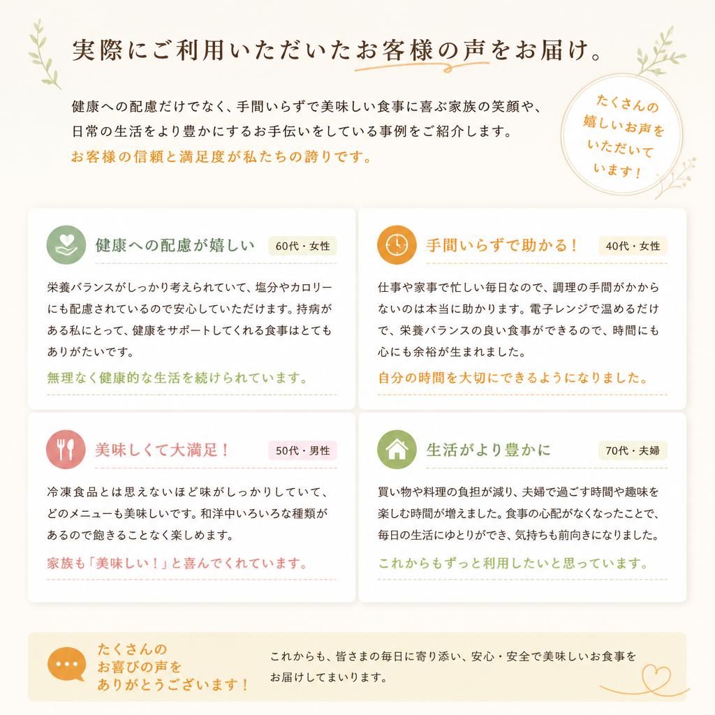 お客様の声：喜びの体験談