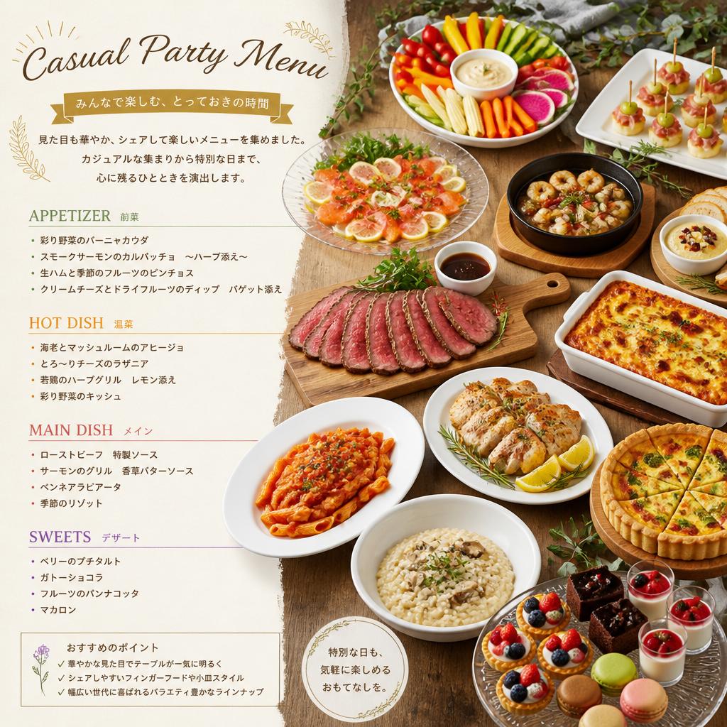 パーティーメニューで特別なひとときを
