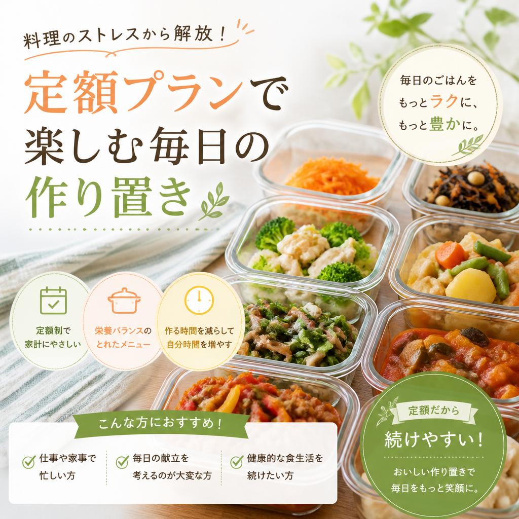 料理のストレスから解放！定額プランで楽しむ毎日の作り置き