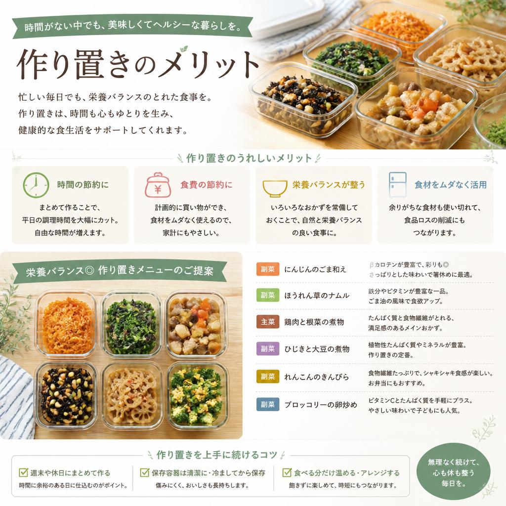 3. 作り置きのメリットとおすすめの料理