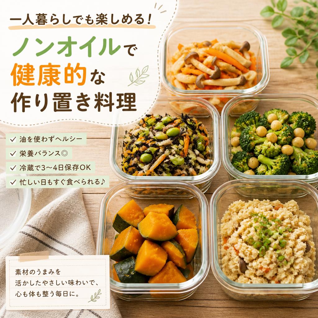 一人暮らしでも楽しめる！ノンオイルで健康的な作り置き料理