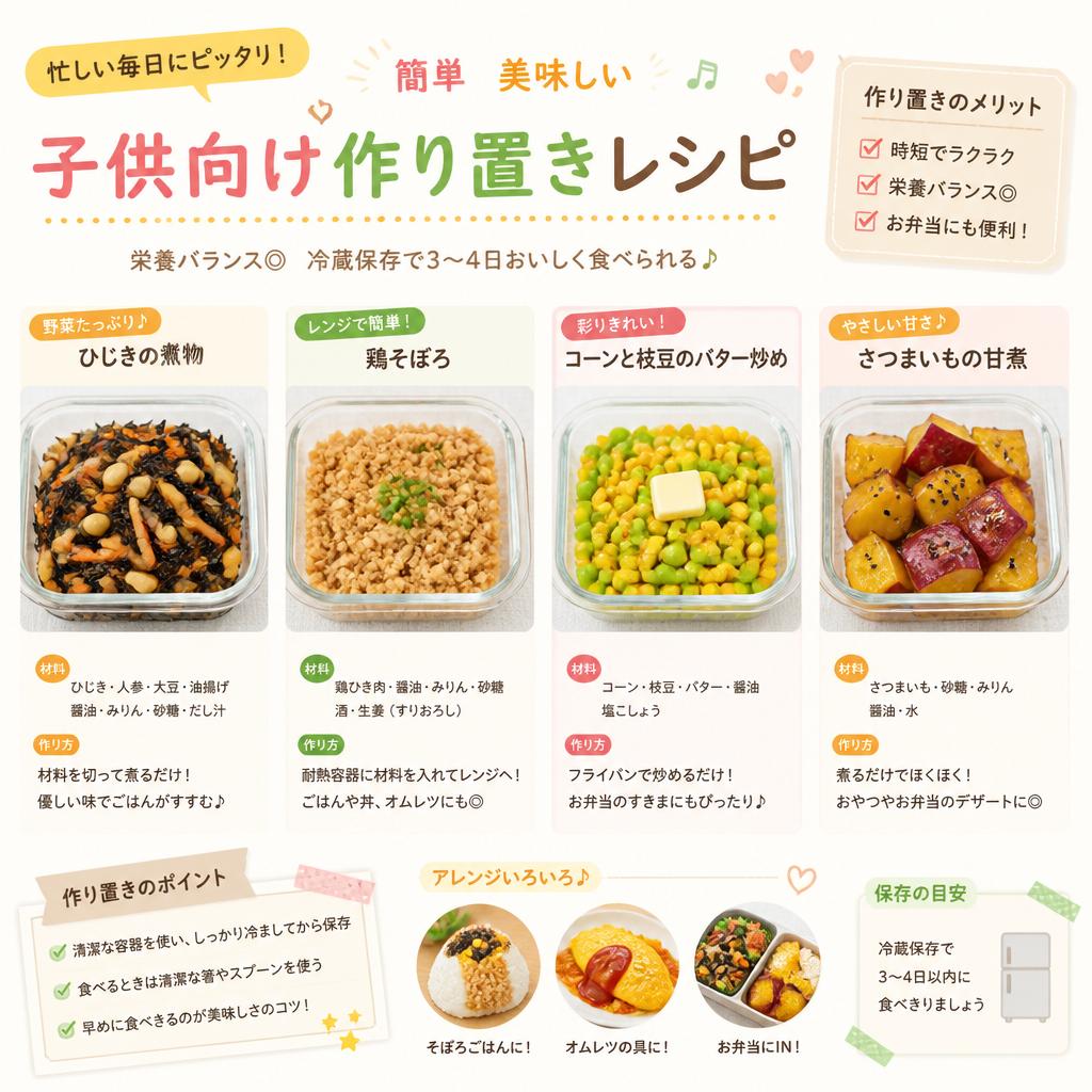 忙しい毎日にピッタリ！簡単美味しい子供向け作り置きレシピ