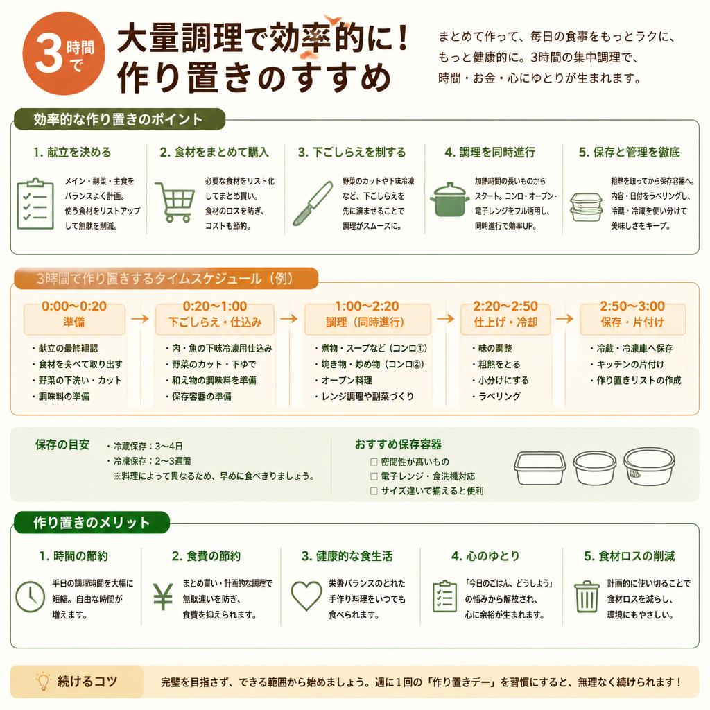 作り置きで時間を有効活用！