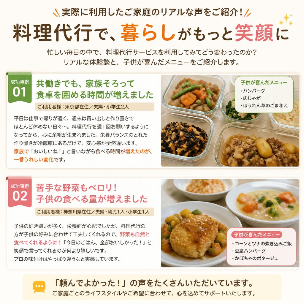 成功事例：ご家庭の声