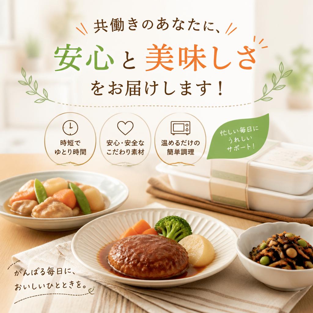 共働きのあなたに、安心と美味しさをお届けします！