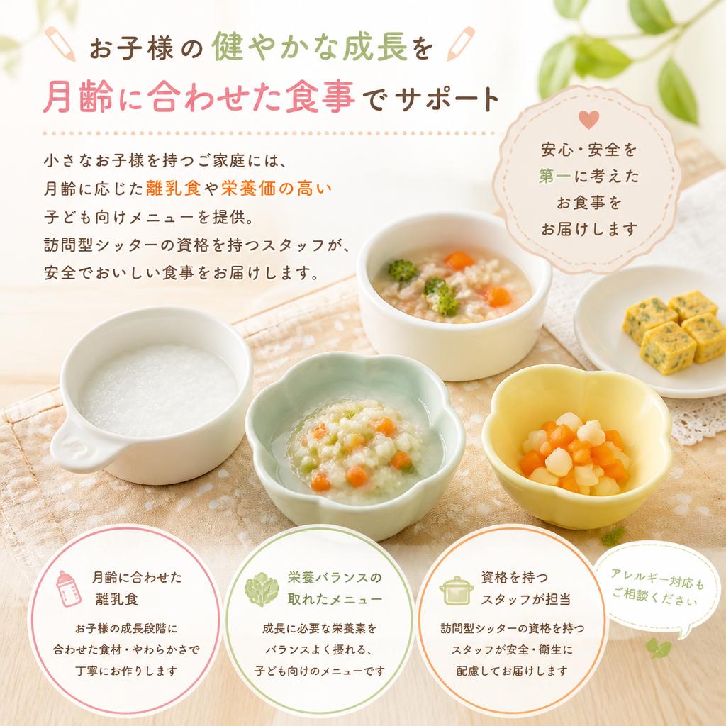 安心の離乳食や子ども向けメニュー