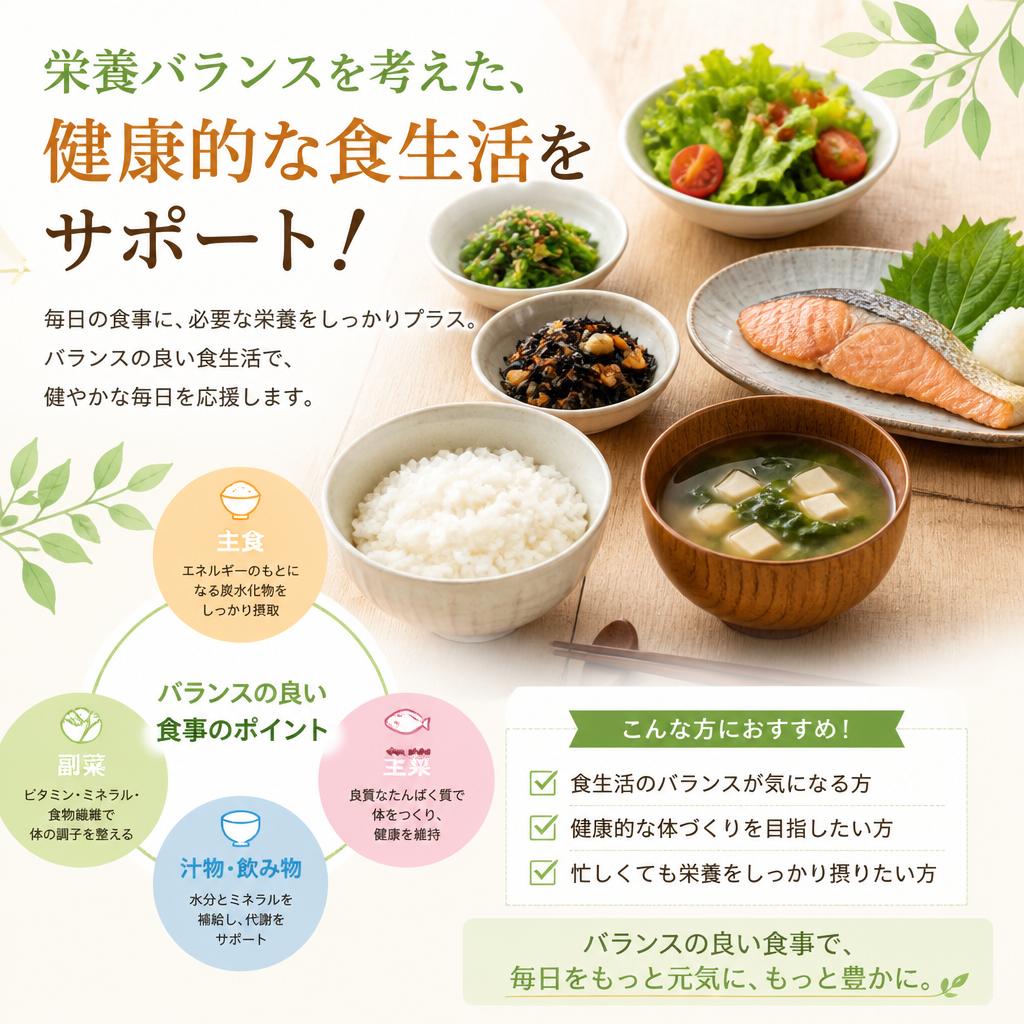 栄養バランスを考えた、健康的な食生活をサポート！