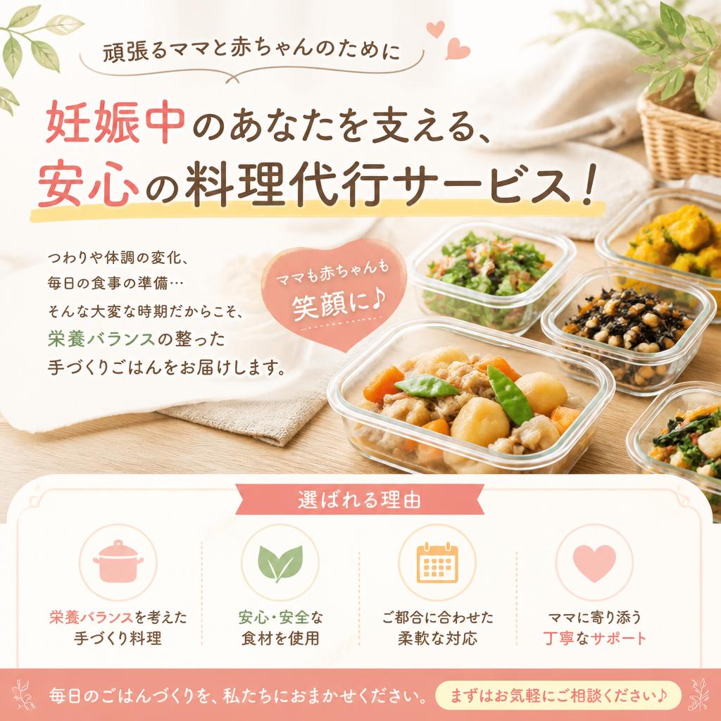 妊娠中のあなたを支える、安心の料理代行サービス！