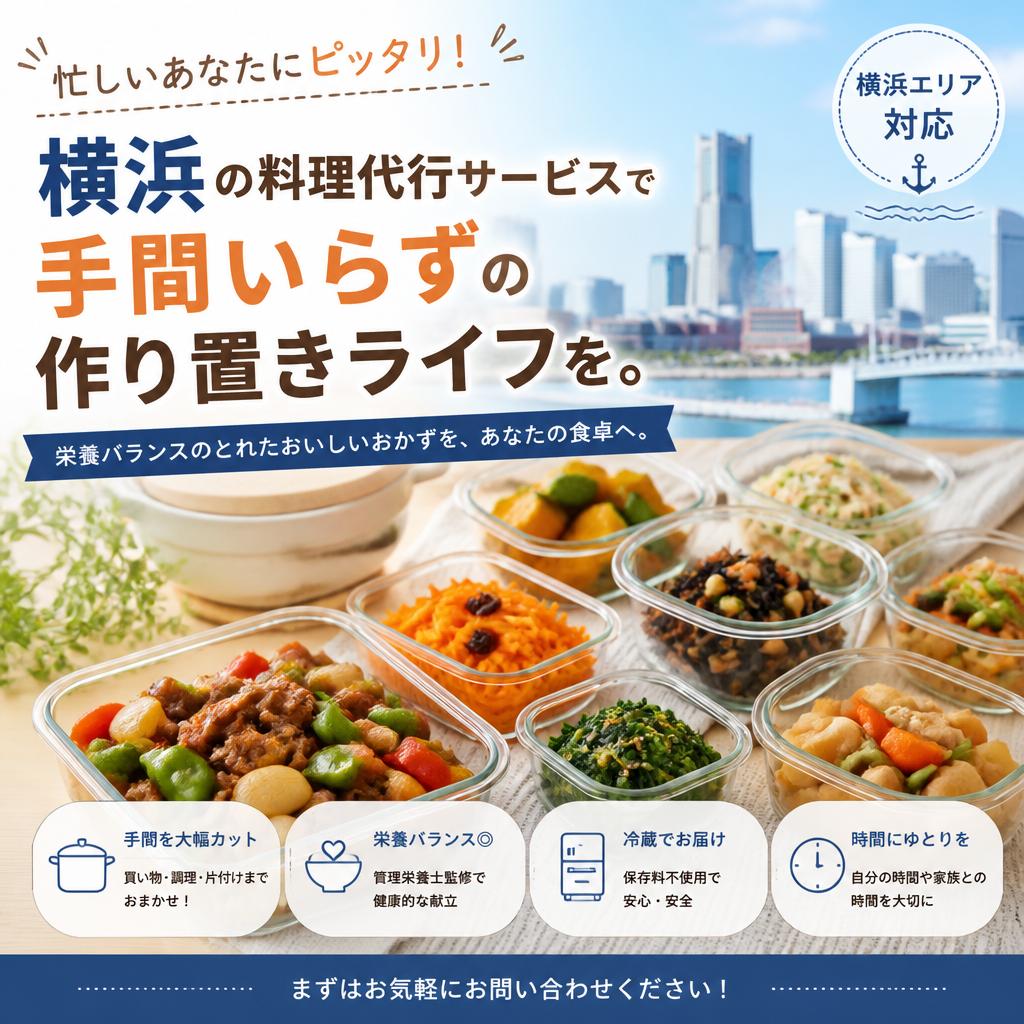 忙しいあなたにピッタリ！横浜の料理代行サービスで手間いらずの作り置きライフを。