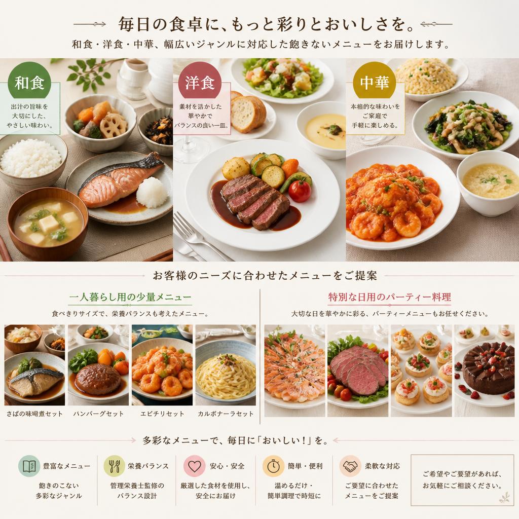 豊富なメニューとカスタマイズの柔軟性