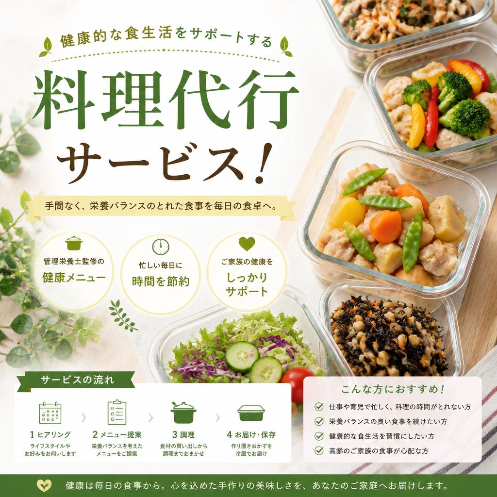 健康的な食生活をサポートする料理代行サービス！