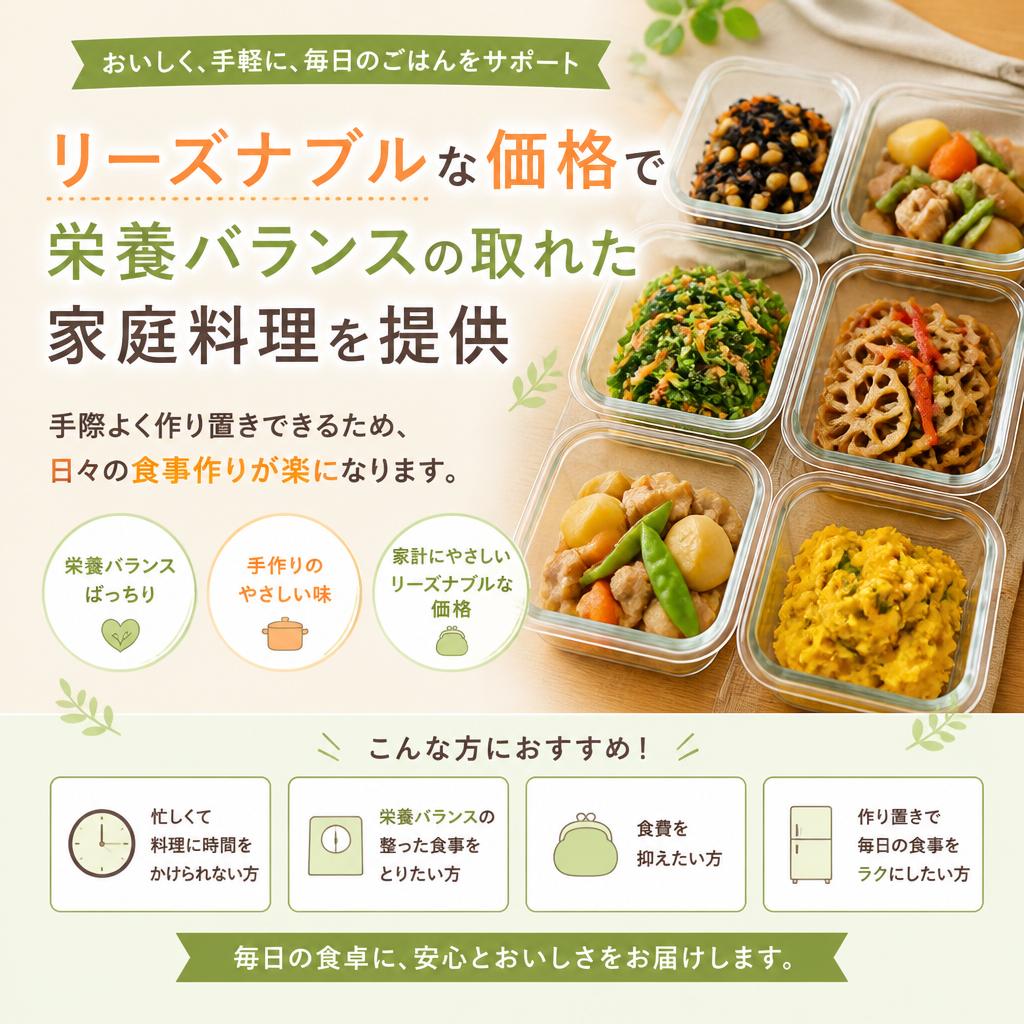 安い料金で高品質な家庭料理を